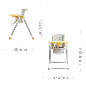 Resim Katlanabilir Sarı Bebek Mama Sandalyesi, 5 Kademe, 6 Ay-3 Yaş 