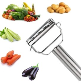 Resim Barenda Soyacak Pratik Premium Büyük Boy Turbo Çelik Jülyen Meyve Sebze Patates Soyacağı Soyacak Lüks Çelik 