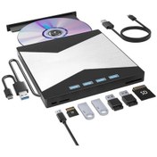 Resim Sunshine011 Yeni 7li Harici Dvd Cd Sürücüsü Usb 30 Ve Typec Siyah Beyaz Renk Taşınabilir Cddvd Yazıcı 7 Portlu Usb Hub Sd Kart Okuyucu Windows Macos 