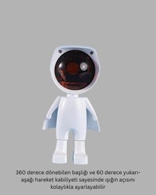 Resim 360 Ayarlanabilir Başlıklı Astronot Gece Lambası Renkli 