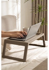 Resim Katlanabilir Yatak Üstü Keyif Sehpası Laptop & Kahvaltı Sehpası 56 36 Cm Toprak 
