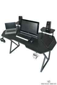 Resim Michael Brean Özel Tasarım Oyuncu Masası 150 Cm Bardaklık Ve Kulaklık Tutucu Hediye 