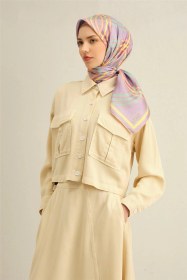 Resim Armine Klasik Desenli Saf İpek Twill Eşarp 9333d 51 Mor 