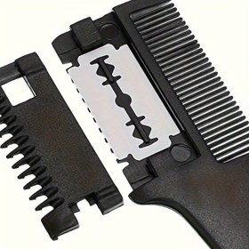 Resim 1 adet Saç Kesme Tarağı, 10 Yedek Bıçaklı Saç İnceltme Tarağı, Salon Berber Ev Kuaförlük Tarağı 