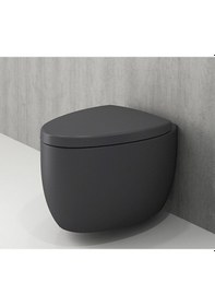 Resim Bocchi Etna Asma Klozet Kapak Dahil Mat Antrasit 1116-020-0128 Antrasit 