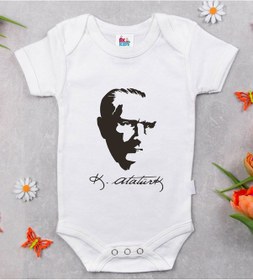 Resim Bk Kids Atatürk Temalı Beyaz Bebek Body Zıbın-23 Çok Renkli 