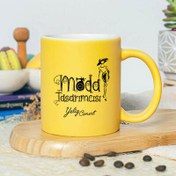 Resim İsme Özel Moda Tasarımcısı Sarı Kupa Bardak 