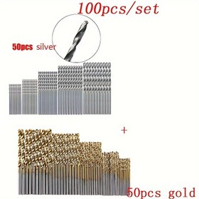 Resim 100 adet Titanyum Kaplamalı Yüksek Hızlı Çelik Matkap Seti - DIY ve Ev İyileştirme için Temel Güç Aracı Aksesuarları, Twist Matkap Uçları, Forstner Matkap Uçları ve Auger Matkap Uçları dahil, Kutu ile 