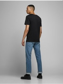 Resim Jack & Jones JJEplaın V Yaka Basıc Tişört 12136713 Siyah 