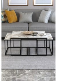 Resim Uslucan Alışveriş Orta Sehpa Ve Zigon Yan Sehpa Flora Set Efes Çok Renkli 