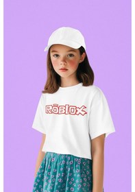 Resim Sevbano Unisex Roblox Baskılı Oyun Çocuk Tişört 1-12 Yaş Beyaz 