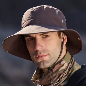 Resim Geniş kenarlı, nefes alabilir, cinsiyet ayrımı yapmayan açık hava dağcılık şapkası; balıkçılık, güneş koruması, yürüyüş, kamp ve batı kovboy tarzı için 