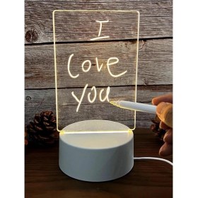 Resim Vellariva LED Çizim Tableti Gece Lambası Kafe Sunum LED Işıklı Mini Yazı Tahtası Özel Kalemli 