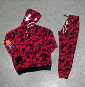 Resim Tarzyeri Unisex Pubg Bape X Shark Eşofman Takımı - Kırmızı 001 