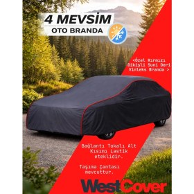 Resim WestCover Renault Clio V En Kaliteli Vinleks (Siyah-Kırmızı Dikişli) Kumaş Oto Branda Araba Çadırı 