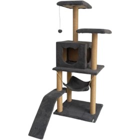 Resim AyrStore Reyo Pet S9 Kedi Tırmalama Kulesi Platformlu 124 cm Antrasit 