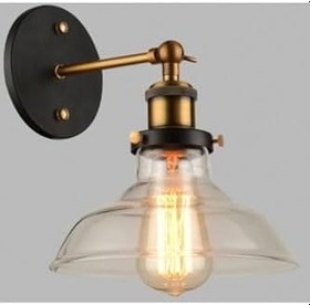 Resim Rsylight Rys Retro Metal Mafsallı Dekoratif Bal Camlı Rustik Duvar Aplik 