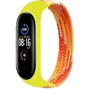 Resim Gaojunshop01 Nylon Örme Tek Halkalı Mi Band 3/4/5/6/7 Uyumlu Esnek Kayış Turuncu 