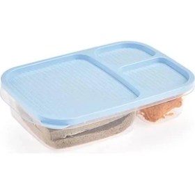 Resim Karokstore 3 Bölmeli Kapaklı Sefer Tası Pratik Gıda Saklama Erzak Kabı - Kahvaltılık 