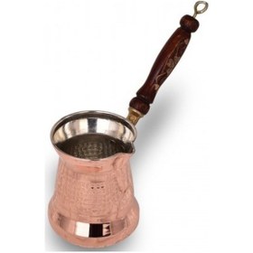 Resim Turna Bakır Sultan Cezve 5 No İnce Ahşap Kulp 6 Fincan Makine Dö 
