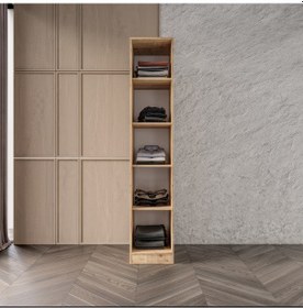 Resim Altay Kayra Füme Camlı Alimünyum Kapaklı 2 Çekmeceli Giyinme Dolabı Led Askılıklı Tamamı Mdf Safir Meşe 