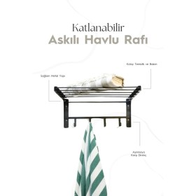 Resim Gri, Duvara Monte Katlanabilir Çamaşır Askısı 60X30 cm 