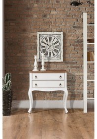 Resim Wooding Masif 2 Çekmeceli Beyaz Ceviz Komodin - Mini Konsol 