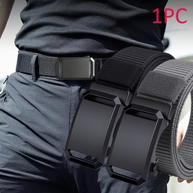 Resim 1 Adet Erkekler İçin Şık Kanvas Kemer Otomatik Toka ile - Kot Pantolonlar, Dış Mekan Eğlencesi & Spor Antrenmanları İçin Mükemmel, Siyah Sevgililer Günü 