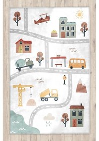 Resim Eğitici Yol Bambu Çocuk Odası Halısı Çok Renkli 