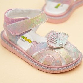 Resim Dilimler Ayakkabı Şirinbebe Ortopedik Kız Bebek Sandalet Pudra Yelpaze Detaylı Önü Kapalı-4709 