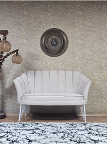 Resim ZAFİR İkili İstiridye Beyaz Boyalı Telli Ayak Çay Seti Koltuk Tekli Berjer , İkili Berjer Koltuk 