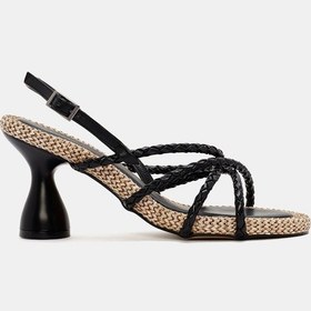 Resim Butterfly Kadın Siyah Kordonlu Topuklu Sandalet Siyah 