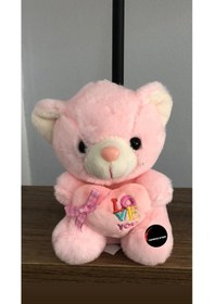 Resim Sevimli Kalp Tutan Love Yazan Ayıcık Anahtarlık Hediyelik Uyku Arkadaşı 15 Cm PEMBE 