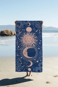 Resim Dijital Baskı Plaj Deniz Havlusu Ay ve Yıldız Desenli Peştamal HVL0149 