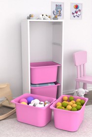 Resim Cara 4 Derin Sepetli Çok Amaçlı Oyuncak Dolabı Pembe 