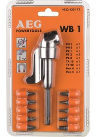Resim AEG WB1 Vidalama Köşe Adaptörü + 10 Parça Uç Seti 