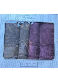 Resim Özdilek Blossom Best Set Hamam Takımı Mürdüm-antrasit Çok Renkli 