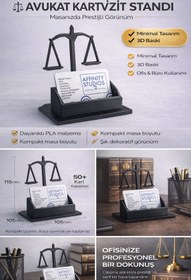 Resim Yapı3D Avukat Kartvizitlik - Adalet Terazisi Tasarımlı Masaüstü Kartvizit Standı 