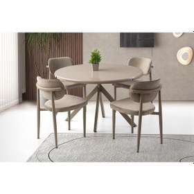 Resim Aristo Masa, Perla Sandalye, Cappicino, 120x120 Cappuccino 