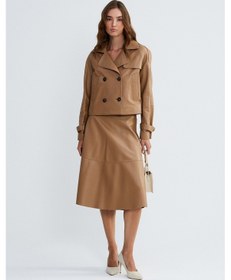 Resim Valmenti Kadın Bej Hakiki Deri Ceket 846 V1008 Byn Ceket Y23 