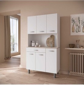 Resim Menekşe Çok Amaçlı Dolap-mikrodalga-erzak-airfryer-mutfak-kiler Dolabı-kahve Köşesi-beyaz-120cm Beyaz 