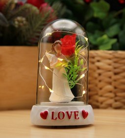 Resim HEDİYEBİZİZ Dekoratif Işıklı Melek Cam Fanus 