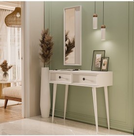 Resim 6020 Luna Ahşap Ayaklı Mdf Profil Çerçeveli Aynalı Beyaz 