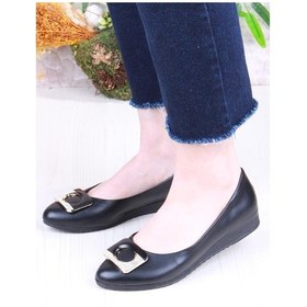 Resim Fort 6076 Zeyn Cilt Tokalı Detaylı Yumuşak Rahat Kadın Babet Sıyah 