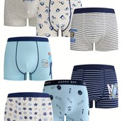 Resim 7-Pack Pamuklu Çizgi Film Desenli Bokser Briefs - %95 Pamuk %5 Spandeks, Az Esnek Örgü Kumaş, Normal Beden Tüm Mevsim İç Çamaşırı ile Lastikli Bel Bandı - 12 Yaş Altı İçin GX Serisi 