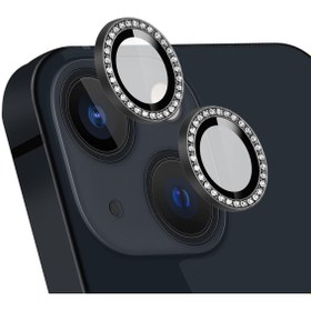 Resim mooodcase Iphone 13 Uyumlu i Taşlı Kamera Lensi Koruma Camı Siyah 