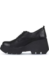 Resim Bueno Shoes Siyah Deri Kadın Dolgu Topuklu Ayakkabı 01WZ8400 01WZ8400 