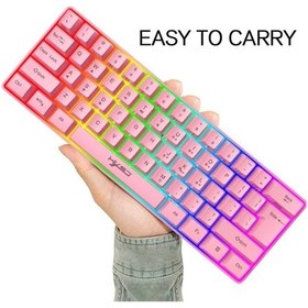 Resim Trol Blue Switch Mini Rgb Oyun Klavyesi Gaming 62 Tuşlu 18 Rgb Led Usb Tip-c Kablosu Pembe Uyumlu 