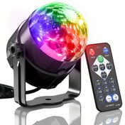 Resim 1 Adet Ses Kontrollü RGB Disko Topu Işığı Uzaktan Kumandalı - 7 Mod, USB ile Çalışan, Renk Değiştiren LED Evler, Partiler, Kariyer için Şık Siyah Tasarım Ayarlanabilir Stand 