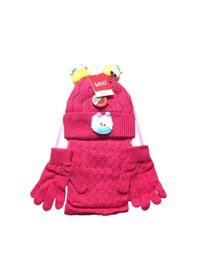 Resim Kitti 4-8 Yaş Kız Çocuk Atkı Bere Eldiven İçi Polarlı 3'lü Takım 24170-04 Fuşya 